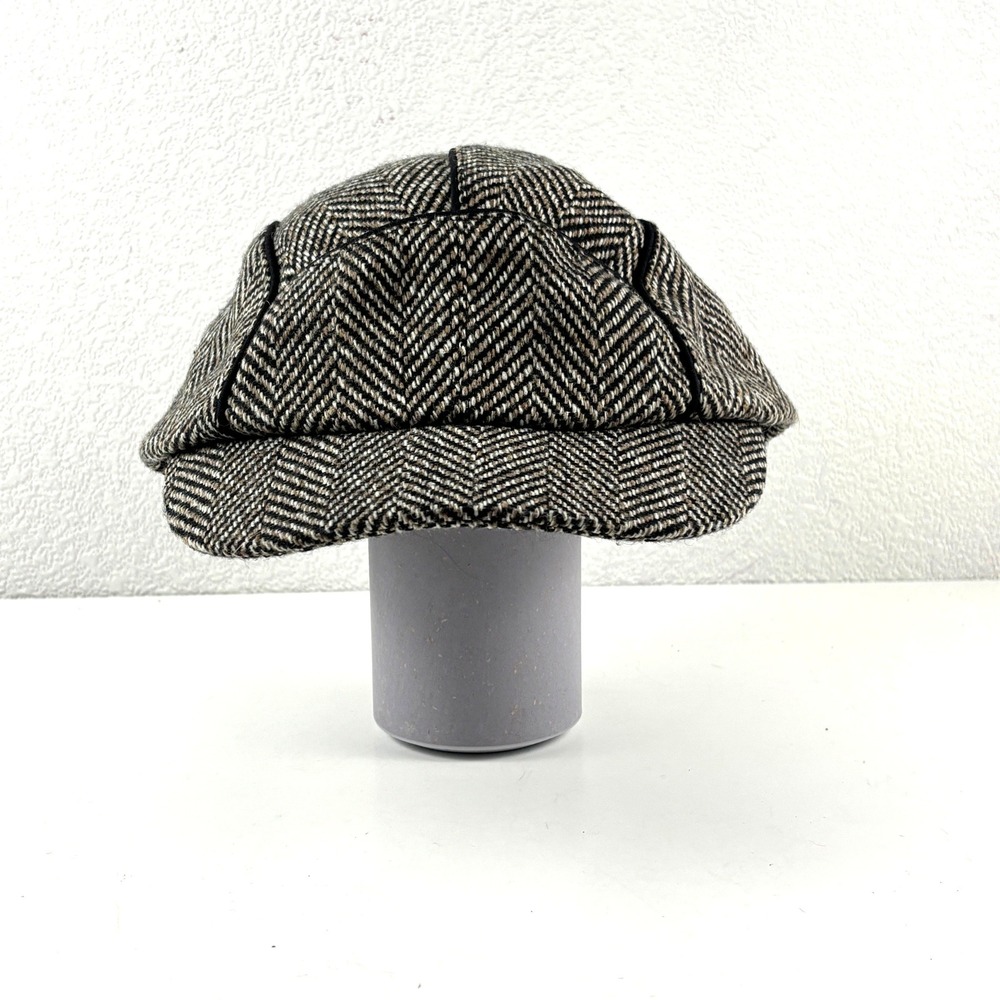 Jessica Simpson Newsboy Cap Womens‎ One Size Brown Herringbone Tweed Hat Preppy